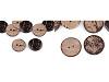 Bouton en noix de coco, double face, taille 24', 28', 32', 36', 40', 48'