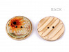 Button Imitation Wood, size 40' Flowers