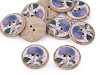 Button Imitation Wood, size 40' Flowers