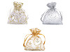 Sacchetto regalo, in organza, dimensioni: 6,5 x 9 cm, con glitter