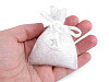 Sacchetto regalo, in organza, dimensioni: 6,5 x 9 cm, con glitter