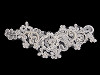 Lace Yoke Applique 8x22 cm with Embroidery and Faux Pearls