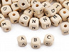 Wooden Beads with Letters 10x10 mm 2nd quality