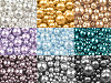 Perles rondes en verre imitation perles, mélange de tailles, environ Ø 4 à 12 mm