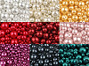 Perles rondes en verre imitation perles, mélange de tailles, environ Ø 4 à 12 mm
