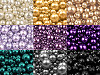 Perles rondes en verre imitation perles, mélange de tailles, environ Ø 4 à 12 mm