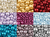 Perles rondes en verre imitation perles, mélange de tailles, environ Ø 4 à 12 mm