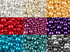 Perles rondes en verre imitation perles, mélange de tailles, environ Ø 4 à 12 mm