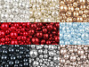 Perles rondes en verre imitation perles, mélange de tailles, environ Ø 4 à 12 mm