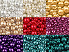 Perles rondes en verre imitation perles, mélange de tailles, environ Ø 4 à 12 mm