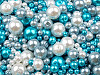 Perle sticlă lucioase, mix mărimi și culori, Ø4-12 mm