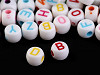 Plastic Round Beads with Letters Ø7 mm