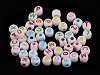 Mărgele plastic rotunde, litere alfabet mix, Ø7 mm