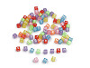 Perline cubiche in plastica, con lettere, dimensioni: 6 mm