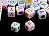 Plastic Beads Cube with Letters 6 mm