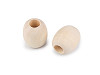 Perles ovales en bois naturel brut, 18 x 20 mm