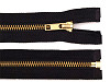Kovový / mosazný zip šíře 6 mm délka 75 cm