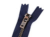 Kovový zips YKK No 5 dĺžka 18 cm staromosadzný (jeansový)