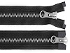 Zip kovový YKK No 5 dělitelný 2 jezdce / dvoucestný 50 cm na kožené bundy