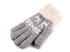 Gants tricotés avec fourrure, motif norvégien