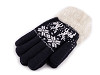 Gants tricotés avec fourrure, motif norvégien