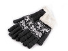 Gants tricotés avec fourrure, motif norvégien