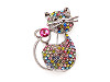 Rhinestone Brooch - Cat