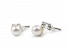 Perlové náušnice s českou sklenenou perlou a kamienkom