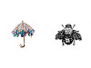 Brož s broušenými kamínky deštník, včela