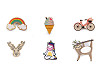 Broche de madera Zorro, Perro, Perezoso, Mapache, Unicornio