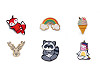 Wooden Brooch Fox, Dog, Sloth, Racoon, Unicorn