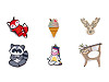 Broche de madera Zorro, Perro, Perezoso, Mapache, Unicornio
