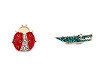 Brooch / Badge with Rhinestones ladybird, crocodile, baby girl