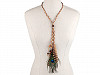 Braided Headband / Necklace with Feathers and Beads