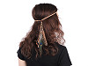 Spletená čelenka do vlasov / náhrdelník s perím a korálikmi
