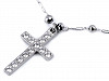 Halskette aus Edelstahl Kreuz mit geschliffenen Steinchen