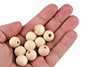 Perles en bois non peintes, Ø 16 mm