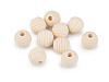 Perles en bois moletées non peintes, Ø 20 mm