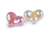 Perline in plastica, con effetto AB, motivo: cuore, dimensioni: 16 x 21 mm