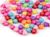 Plastic beads with heart letters Ø7 mm