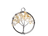 Stainless steel tree of life pendant with minerals Ø30 mm