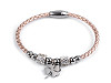 Stainless steel bracelet with cut beads - cross, four-leaf clover