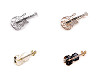 Broche de pedrería y cristal: violín, guitarra