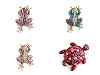 Brooch with Rhinestones - Turtle, Frog