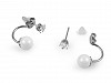 Stainless Steel Earrings "2 in 1" with Ceramic Ball and Rhinestone