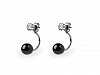 Stainless Steel Earrings "2 in 1" with Ceramic Ball and Rhinestone
