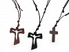 Wooden Cross Pendant on String Necklace