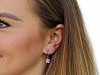 Stainless Steel Flower Earrings with Rhinestones