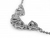 Stainless Steel Necklace with Rhinestones 2in1, Hearts / Four-leaf Clover 