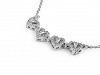 Stainless Steel Necklace with Rhinestones 2in1, Hearts / Four-leaf Clover 